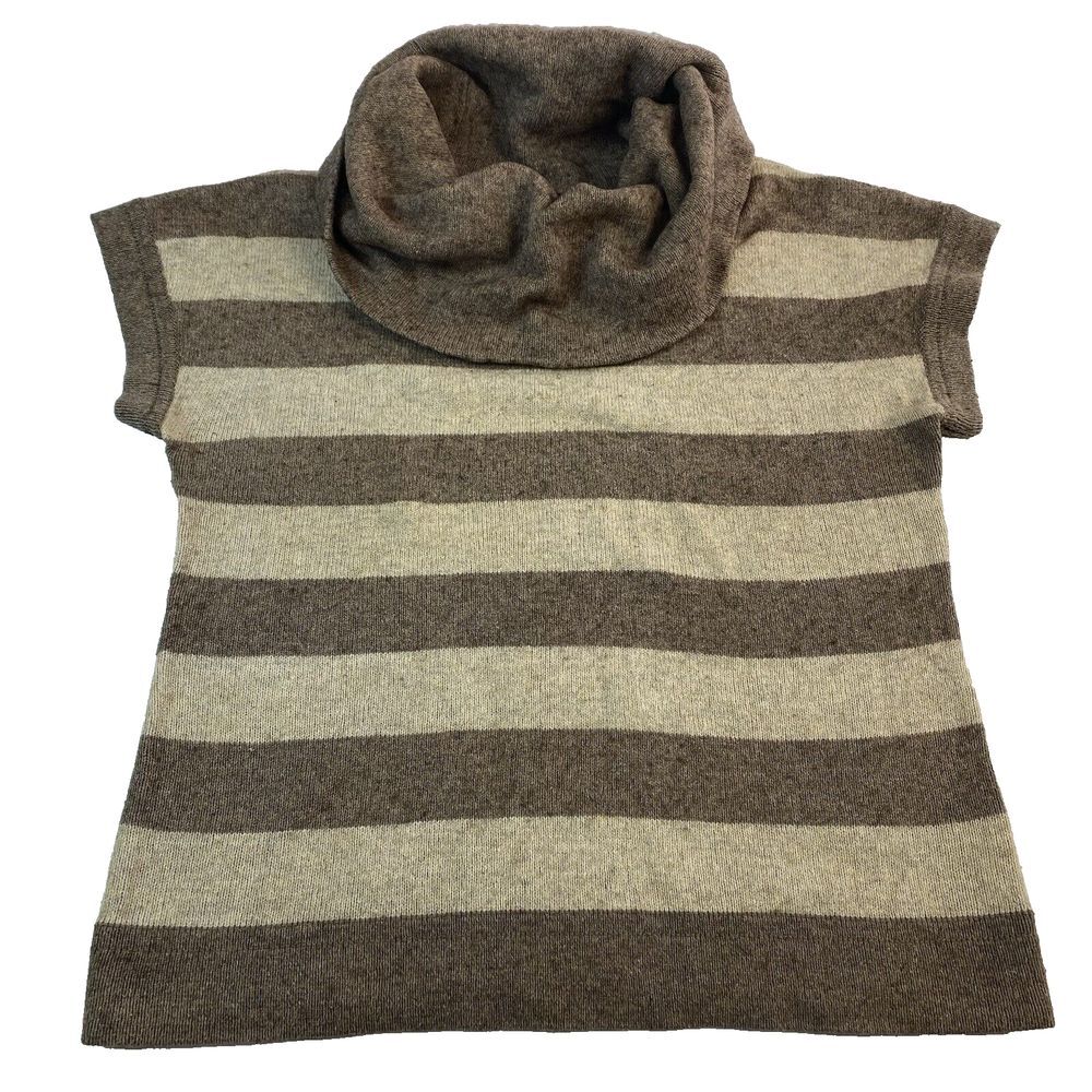 GAP Striped Cowl Neck Sleeveless Sweater - Brown & Cream